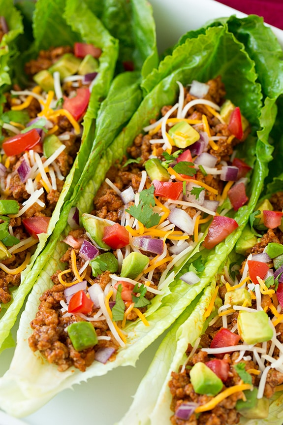 Tacos de Lechuga con Pavo Salmón con Mostaza y Miel