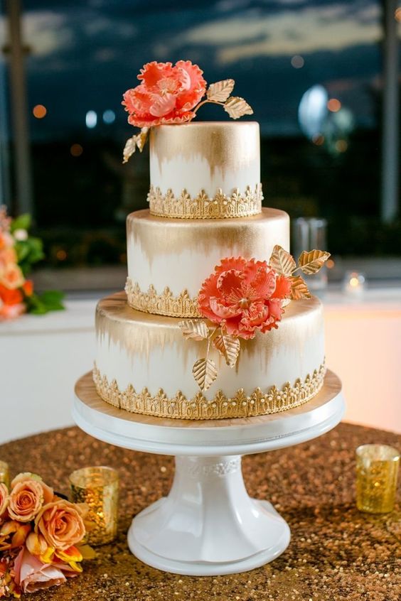 Pastel de boda tono Living Coral 2019